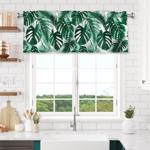 Tropical Palm Leaf Botanical Kitchen Window Valance 54x18 Inch - Image 6