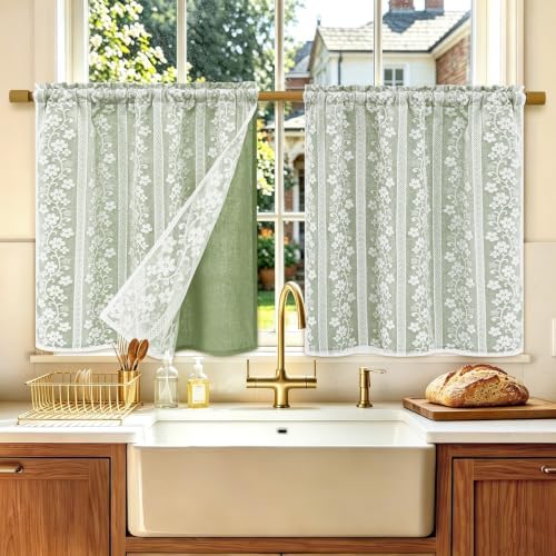 ASPMIZ Linen Kitchen Curtains Double Layer Kitchen Window Curtains 24 Inch - Image 6
