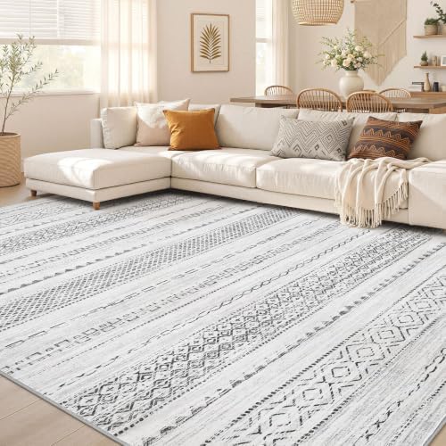 Nakagishi Boho 9x12 Area Rug Living Room Rugs Machine Washable Gray by NakagishiAreaRug