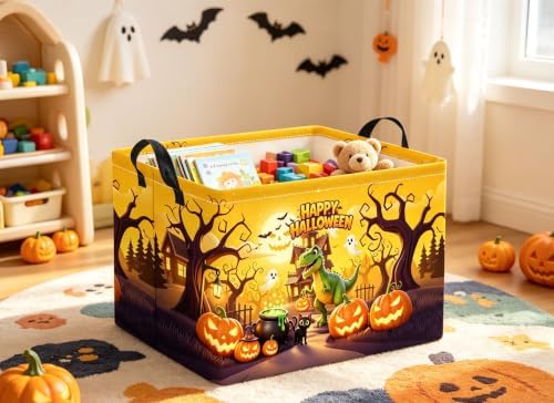 Rectangular Halloween Basket for Boys and Girls Kids Trick or Treat Pumpkin - Image 3