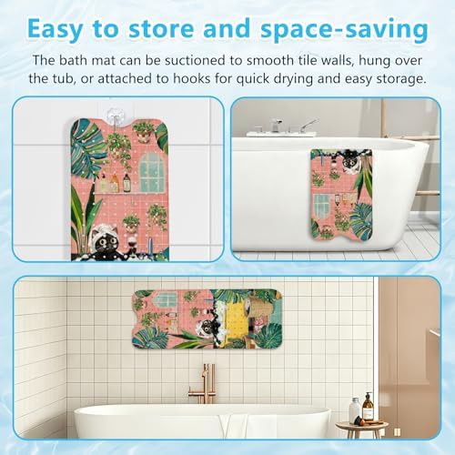 Cute Cat Bath Mat for Tub Non Slip, Machine Washable Cats Tub Mats - Image 5