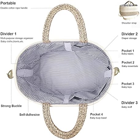 Baby Diaper Caddy Organizer, Shoulder Strap Buckle, 4 Inner Pockets Portable - Image 3