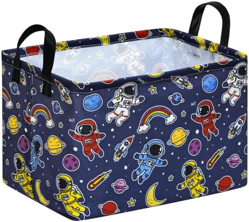 Space Storage Basket for Boys, Rocket Toy Bin, Kids Gifts Basket by MAIZMZ