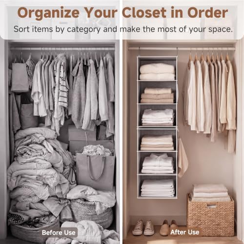 StorageWorks Hanging Closet Organizer, 6-Shelf - Image 4