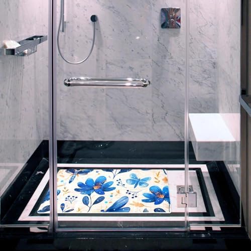Bathtub Mat Non Slip 26.8x15.1In, DragonfliesFlowers Bath Mat - Image 5