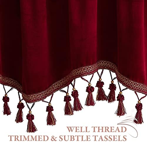StangH Red Tassel Christmas Velvet Valances Curtains 52x18 Inch, 2 Panels - Image 4