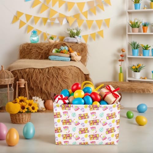 Large Empty Easter Basket for Kid Baby Rectangular Cute Easter Gift Bunny Eggs - Image 2