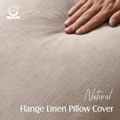 Foindtower Linen Solid Decorative Throw Pillow Covers 26x26 Natural Linen - Image 2