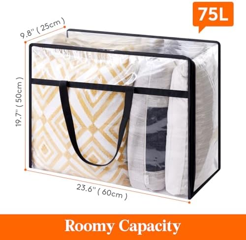 Lifewit 75L Clear Clothes Storage Bags, Plastic Foldable Blanket Storage Bag - Image 4