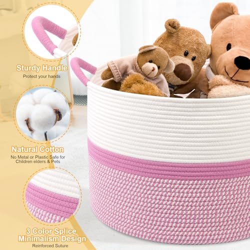 Pink Laundry Basket, Large Blanket Basket - Image 6