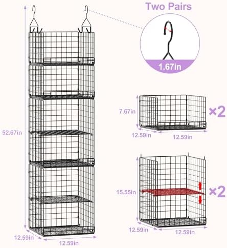 6 Tier Hanging Closet Organizers and Storage Stackable Hanging Closet Shelves - Image 3