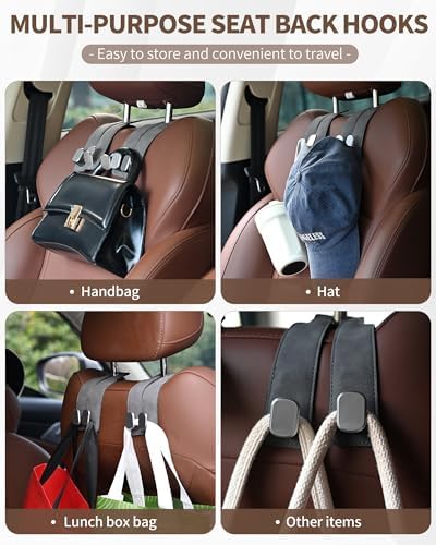 Headrest Hooks for Car, 4 Pack Car Seat Back Organizer Storage Hook, Double - Image 4