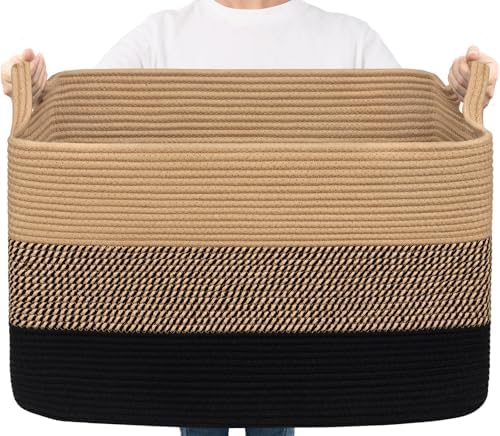 Goodpick 85L Large Woven Blanket Basket by Goodpick