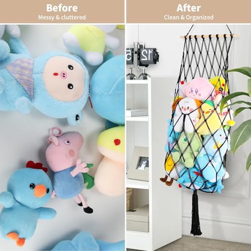 68 Inch Stuffed Animal Storage Net Corner Stuffy Hammock - Image 6