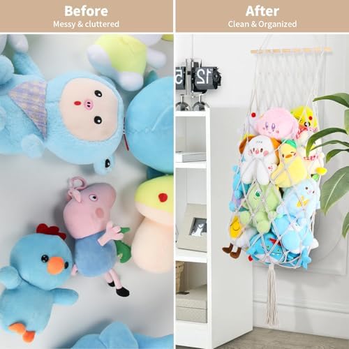 68 Inch Stuffed Animal Storage Net Corner Stuffy Hammock - Image 6