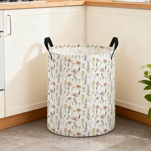 ESSME Flower Laundry Basket, Collapsible Canvas Waterproof Storage Bin - Image 7