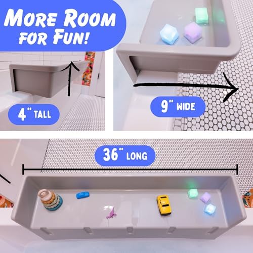 Tub Topper Kids Bathtub Splash Guard, Shelf & Toddler Bath Toy Tray - Image 5