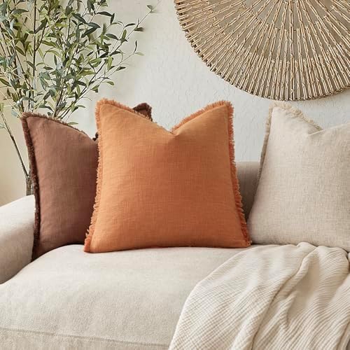 Foindtower Decorative Linen Fringe Throw Pillow Covers Cozy Boho Farmhouse - Image 5