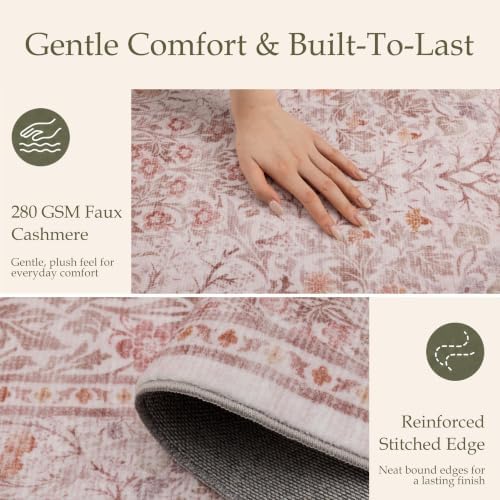 JOLLYVOGUE Runner Rug, 2x8 Washable Vintage Floral Rug - Image 5