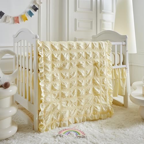 Ruffled Crib Bedding Set Baby Boho Quilted Comforter - Image 3