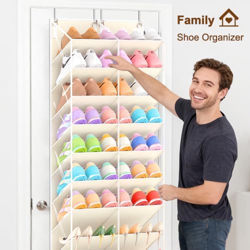 UVIAHOMI 20-30 Pairs Over the Door Shoe Organizer, 10-Tier Door Shoes Rack - Image 4
