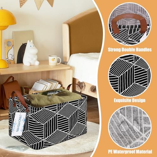 Rectangular Collapsible Storage Basket Nursery Organizer Black diamond - Image 3