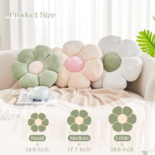 Kcvvcr Sage Green Flower Pillow, 19.6" Cute Flower Shaped Floor Pillow - Image 2