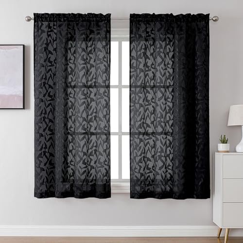 Lecloud Leia Black Sheer Curtains by Lecloud