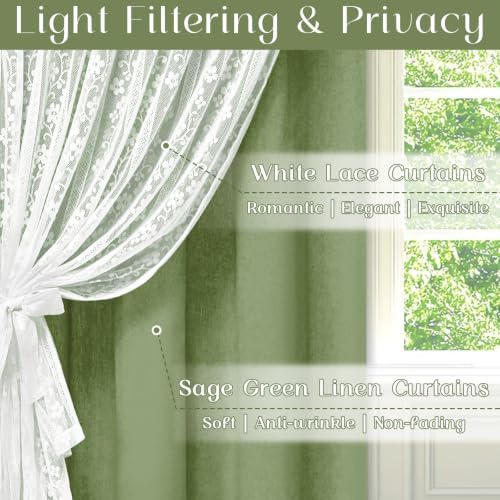 ASPMIZ Sage Green Linen Curtains - Image 2