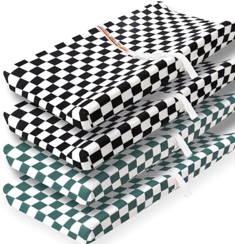4 Pack Checkered Plaid Crib Sheets Neutral Breathable Buffalo Check Fitted Baby by Jola%27s+House