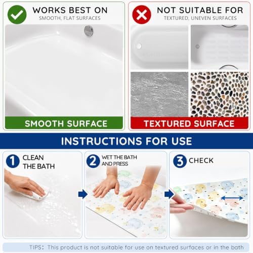 Kids Bathtub Mat Non Slip, 40 x 16 Inch Tub Mat - Image 7