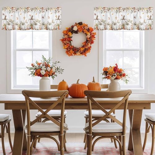 Vandarllin Fall Floral Leaves Kitchen Curtains Valances - Image 4