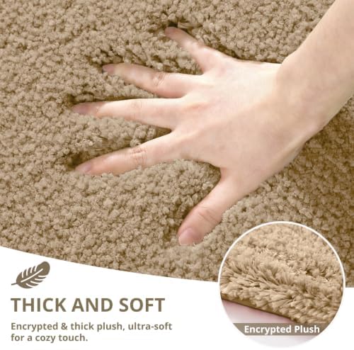 Polyester Bathroom Rug 24"x48" Light Brown, Non-Slip Soft Bath Mat - Image 4