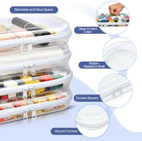 Clear Hard Shell Zipper Case, 4 Pack Diaper Bag Organizer Pouches, Toiletry Bag - Image 3