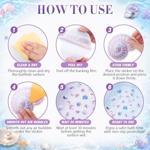 Fullhawl 30 Pcs Seashell Non Slip Bathtub Stickers - Image 3