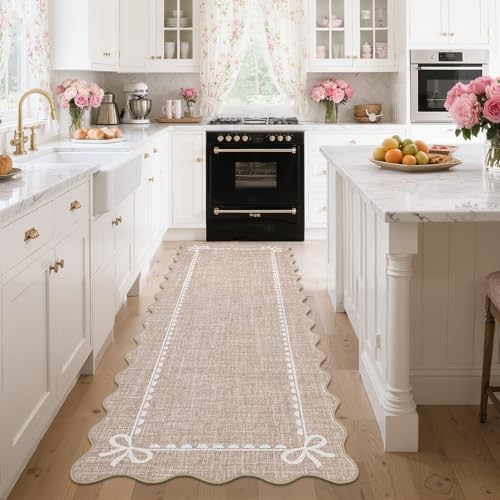 GarveeHome Scalloped Hallway Runner Rug 2.5x8 Non Slip Bedroom Rugs by GarveeHome