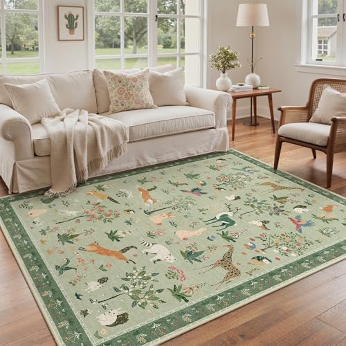 BESBLEE 5X7 Area Rug for Bedroom, Washable Animal Non Slip - Image 2