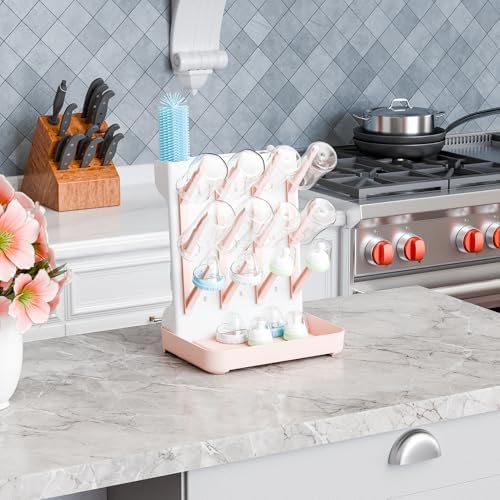 SuoXing Baby Bottle Drying Rack Space Saving, BPA Free Countertop Vertical - Image 6