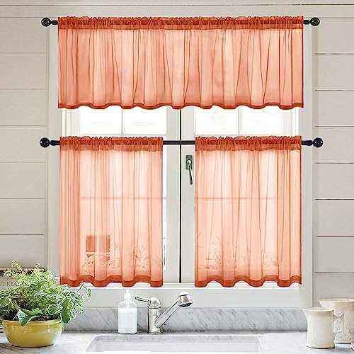 MIULEE Burnt Orange Fall Window Valance 1 Panel 54W x 18L - Image 7