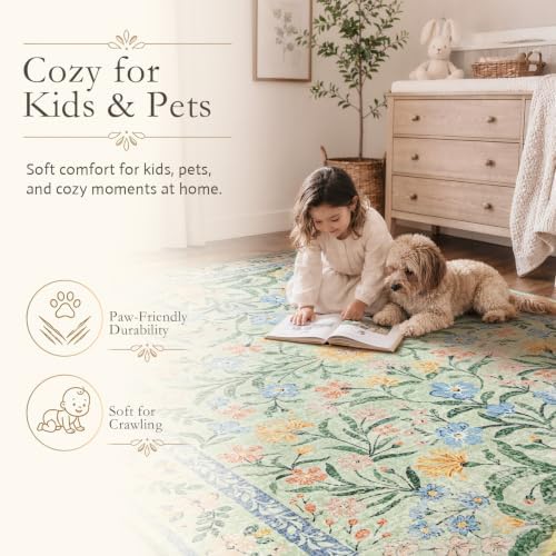 Wonnitar Boho Washable Rugs 8x10, Large Floral Rugs - Image 5