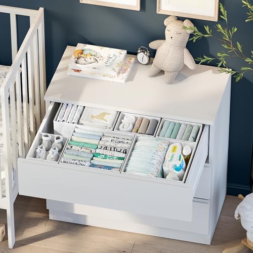 Drawer Organizer Clothes Set of 12 White-Grey - Image 3