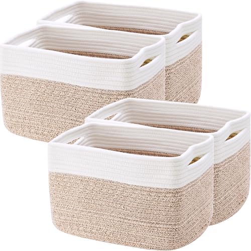 4 Pack Storage Baskets for Organizing Woven Baskets for Shelves by ENAORGAN