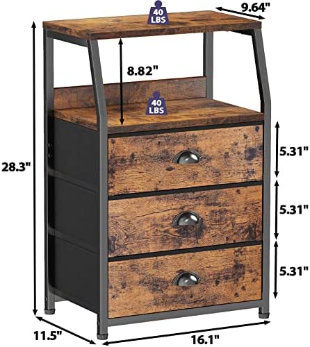 Furnulem Nightstand with 3 Fabric Drawers, Small Bedroom Storage Cabinet - Image 3