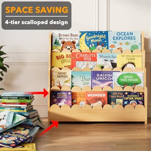 SpaceAid 4-Tier Scalloped Bookshelf, Montessori Bookcase - Image 6