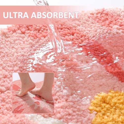 Bathroom Rug Mat, Cute Round Flower Bath Mat - Image 4