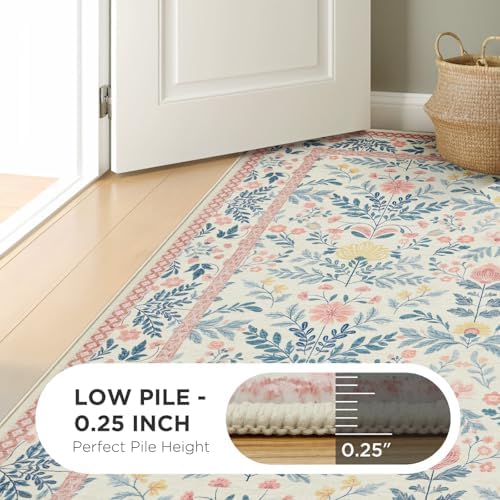 Joydeco Boho Floral Light Pink 6x9 Area Rugs - Image 6