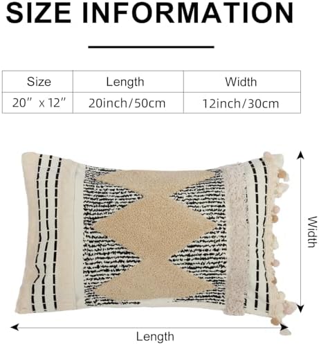 1Pc Boho Textured Lumbar Pillow Cover 12x 20, Diamond Woven Tufted Farmhouse - Image 7