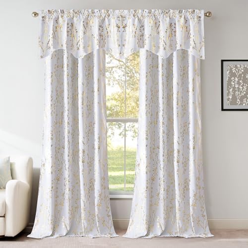 NICETOWN White Blackout Floral Kitchen Valances - Image 6