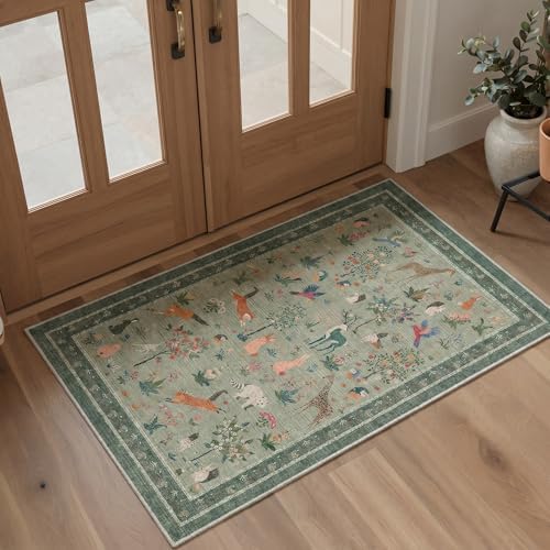 BESBLEE 2X3 Washable Area Rug for Entrance, Animal Doormat Non Slip by BESBLEE