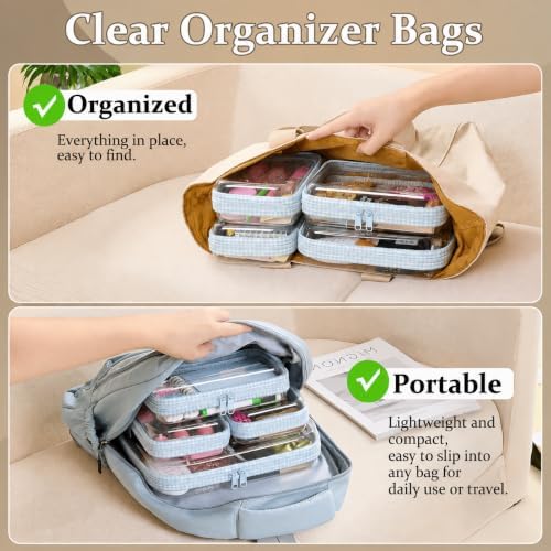 4 pcs Clear Zipper Pouches, Hard Shell Zipper Case, Toiletry Bag - Image 3